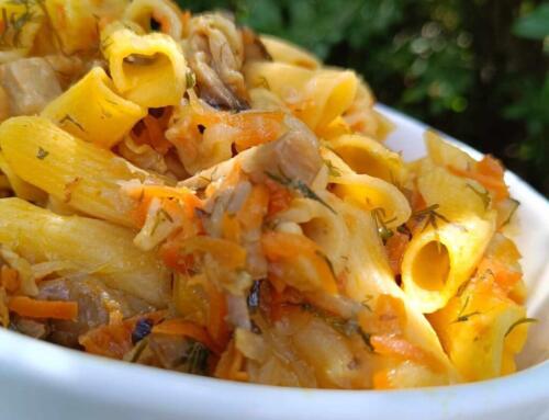 Gombás penne ( glutén, tej, tojás, cukor, szójamentes, vegán)