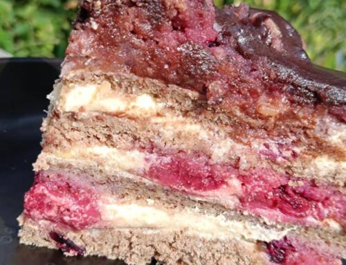 Vaníliás – gyümölcsös torta ( glutén, tej, tojás, cukor, szójamentes, vegán )