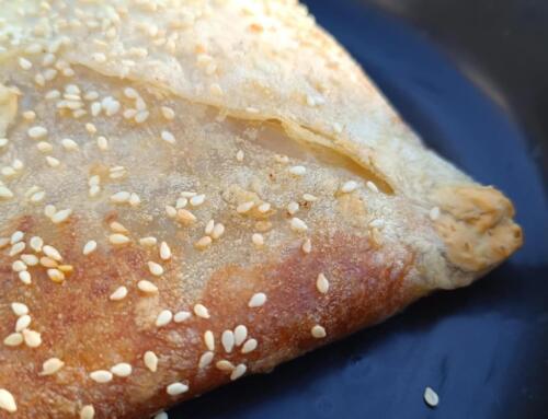 Hamis tepertős táska rizslappal ( glutén, tej, tojás, cukor, szójamentes, vegán )