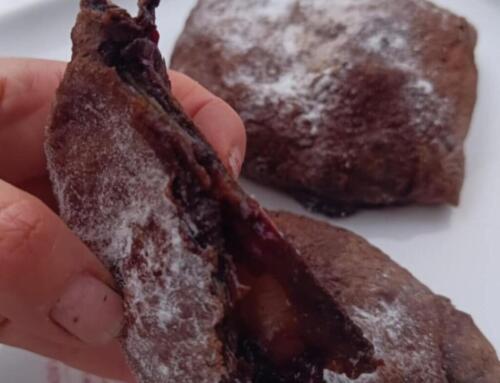 Kakaós almás áfonyás batyu rizslapból ( glutén, tej, tojás, cukor, szójamentes, vegán )